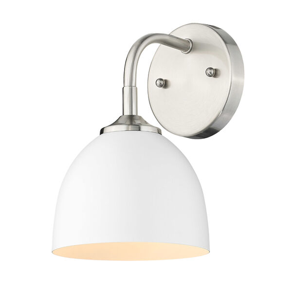 Zoey Pewter and Matte White One-Light Wall Sconce, image 1